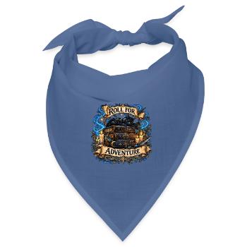 Roll for Adventure – Zauberkatze auf Büchern - Bandana Dreieckstuch - Taubenblau - Vorne
