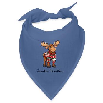 Sweater Weather – Süßer Elch im Weihnachtspullover - Bandana Dreieckstuch - Taubenblau - Vorne