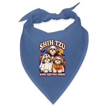 Spooky Night Loyal Company – Shih Tzu Halloween - Bandana Dreieckstuch - Taubenblau - Vorne
