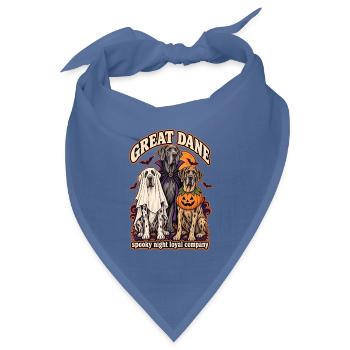 Spooky Night Loyal Company – Deutsche Dogge Halloween - Bandana Dreieckstuch - Taubenblau - Vorne