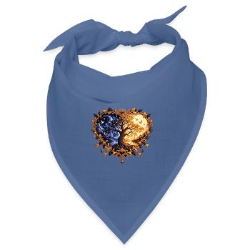 Herzbaum Tag Nacht Harmonie - Bandana Dreieckstuch - Taubenblau - Vorne