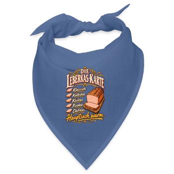 Die Leberkas-Karte Sorten Hauptsach warm - Bandana Dreieckstuch - Taubenblau - Vorne