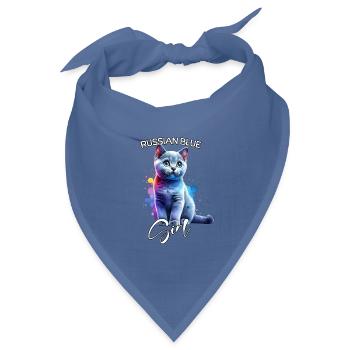 Russian Blue Mädchen Russisch Blaukatze - Bandana Dreieckstuch - Taubenblau - Vorne