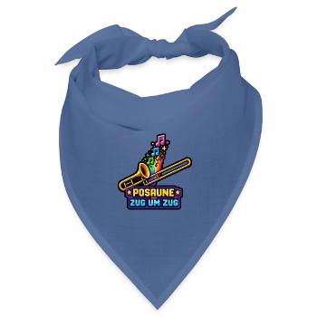 Posaune Zug Um Zug Musiker Retro Pixel Art Shirt - Bandana Dreieckstuch - Taubenblau - Vorne