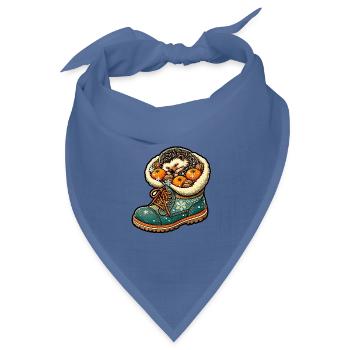 Igel Im Winterstiefel Mandarinen Pop Art Shirt - Bandana Dreieckstuch - Taubenblau - Vorne