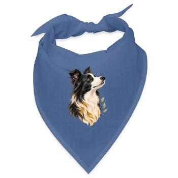 Border Collie - Bandana Dreieckstuch - Taubenblau - Vorne