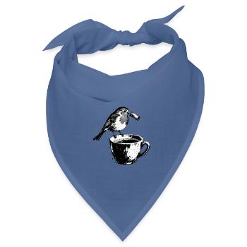 Kaffeevogel mit Fernrohr - Bandana Dreieckstuch - Taubenblau - Vorne