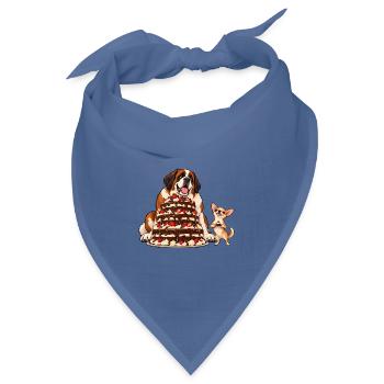 Bernhardiner und Chihuahua backen Kuchen - Bandana Dreieckstuch - Taubenblau - Vorne