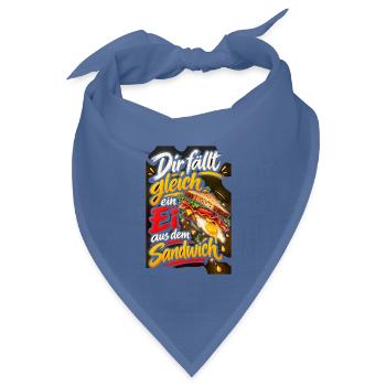 Ei fällt gleich aus dem Sandwich - Bandana Dreieckstuch - Taubenblau - Vorne