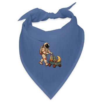 Astronaut mit Bollerwagen voller Weltraumspielzeug - Bandana Dreieckstuch - Taubenblau - Vorne