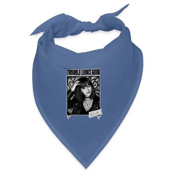 Trouble Looks Good Noir Punk - Bandana Dreieckstuch - Taubenblau - Vorne