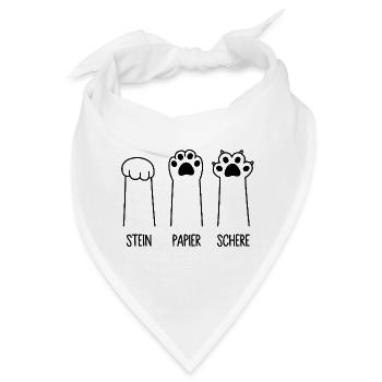 Stein Papier Schere Katze Pfote Spiel Katzenpfoten - Bandana - Weiß - Vorne