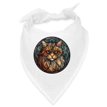Britisch Langhaar Katzenrasse Aquarellglas - Bandana - Weiß - Vorne