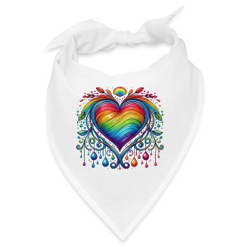 Regenbogen Herz - Bandana - Weiß - Vorne
