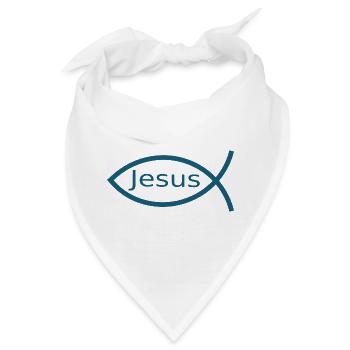 Blauer Jesusfisch Ichthys Jesus Fisch Geschenk  - Bandana - Weiß - Vorne