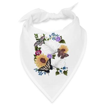 Bücher mit Blumen und Schmetterlinge - Bandana - Weiß - Vorne