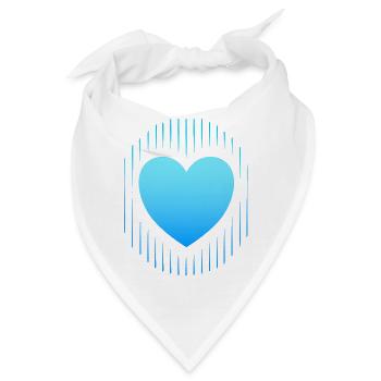 blaues Herz blaue Linien - Bandana - Weiß - Vorne