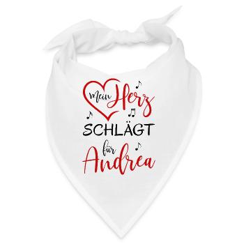 Mein Herz schlägt für Andrea - Bandana - Weiß - Vorne