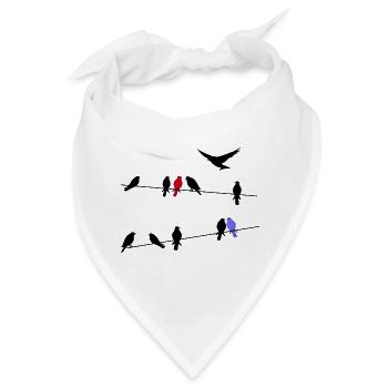 Vogel schwarze Zugvögel auf einer Stromleitung - Bandana - Weiß - Vorne