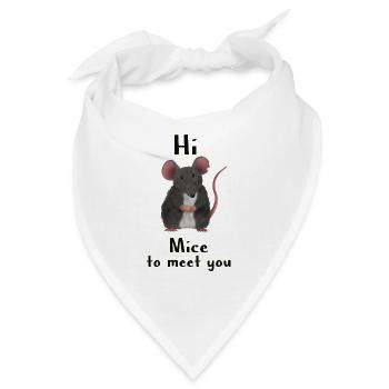 Hi, Mice to meet you - Maus Wortspiel - Bandana - Weiß - Vorne