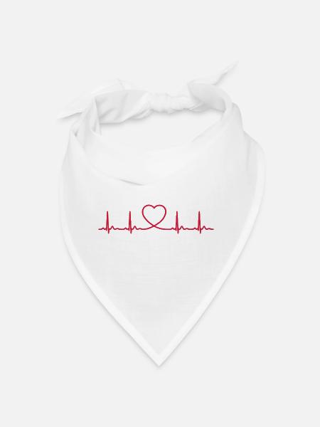 Ligne ECG du battement cardiaque Vecteur d’ondes d’impulsion médicale - Bandana - blanc