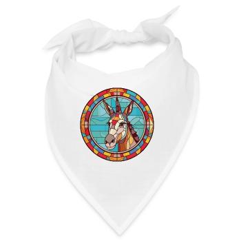 Esel Buntes Aquarell Tier Haustier Illustration - Bandana - Weiß - Vorne