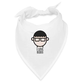 I love Nerds - Nerd mit Brille Minimalistisch - Bandana - Weiß - Vorne
