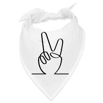 Friedenssymbol. V-Finger für Freiheit. - Bandana - Weiß - Vorne