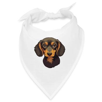 Miniatur Dackel Hunderasse Cartoon Kawaii Illus - Bandana - Weiß - Vorne