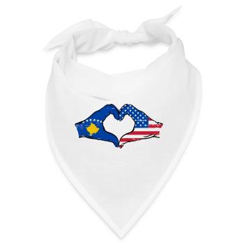 Kosovo USA Flagge Hände Herzform used - Bandana - Weiß - Vorne