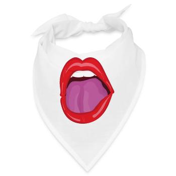 Roter Mund weit offen - Pop Art Lippen - Bandana - Weiß - Vorne