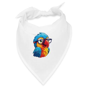 Papagei mit Brille Cartoon Kawaii Illustration - Bandana - Weiß - Vorne