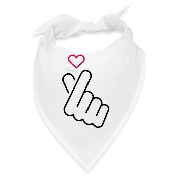 Koreanisches Handzeichen Herz - Liebe - Bandana - Weiß - Vorne