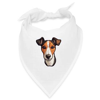 Glatter Foxterrier Hunderasse Cartoon Kawaii Illust - Bandana - Weiß - Vorne