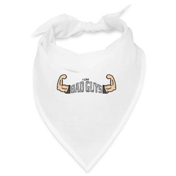 I love Bad Guys - Muskelarme Schriftzug - Bandana - Weiß - Vorne