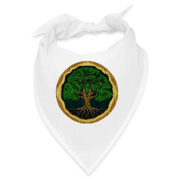 Baum des Lebens - digitale Zeichnung - Holzoptik - Bandana - Weiß - Vorne