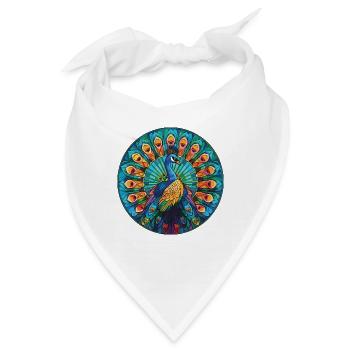 Pfauenbunte Aquarell-Tierillustration - Bandana - Weiß - Vorne