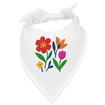 Pop Flowers – bunt & stilisiert - Bandana - Weiß - Vorne