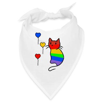 Katze Katzen Kitten LGBT Regenbogenfahne Liebe - Bandana - Weiß - Vorne
