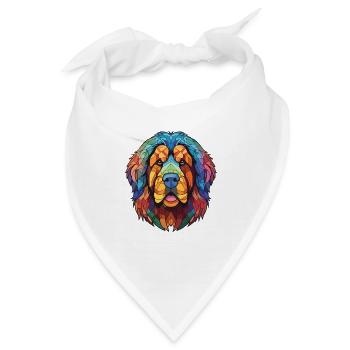 Tibetischer Mastiff Hunderasse Aquarell Illustration - Bandana - Weiß - Vorne