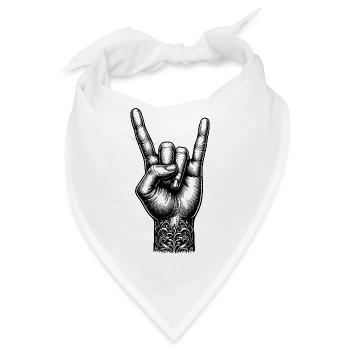 Rock on Hand mit Devils Horns - Bandana - Weiß - Vorne