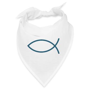 Blauer Jesusfisch Ichthys Jesus Fisch  - Bandana - Weiß - Vorne