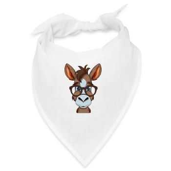 Esel trägt Brille Cartoon Kawaii Illustration - Bandana - Weiß - Vorne