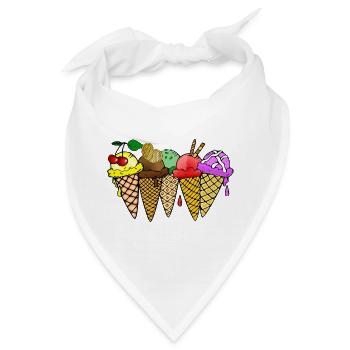 Eis Vanilleeis Schokoladeneis Erdbeereis Himbeere - Bandana - Weiß - Vorne