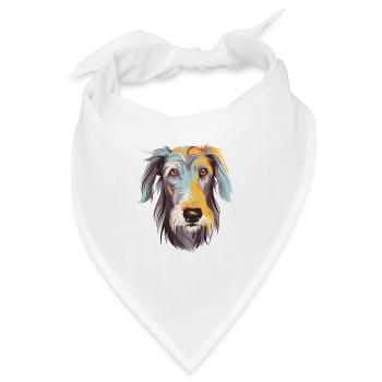 Scottish Deerhound Hunderasse Aquarell Karikatur Ka - Bandana - Weiß - Vorne