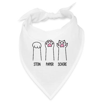 Stein Papier Schere Katze Pfote Spiel Katzenpfoten - Bandana - Weiß - Vorne