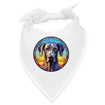 Deutsche Dogge Hunderasse Aquarellglas - Bandana - Weiß - Vorne