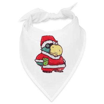 Verrückter Weihnachtsmann Papagei - Bandana - Weiß - Vorne