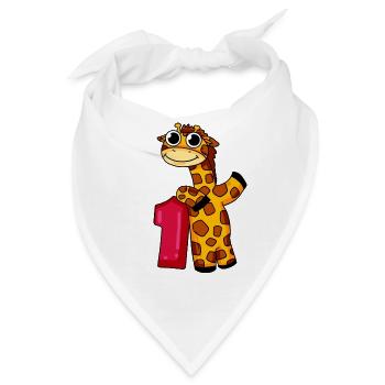 1. Geburtstag Giraffe 1.Klasse Geschenk - Bandana - Weiß - Vorne