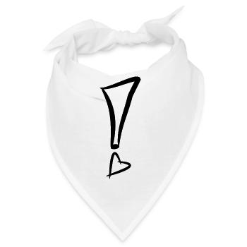 Ausrufezeichen mit Herz Schwarz - Bandana - Weiß - Vorne